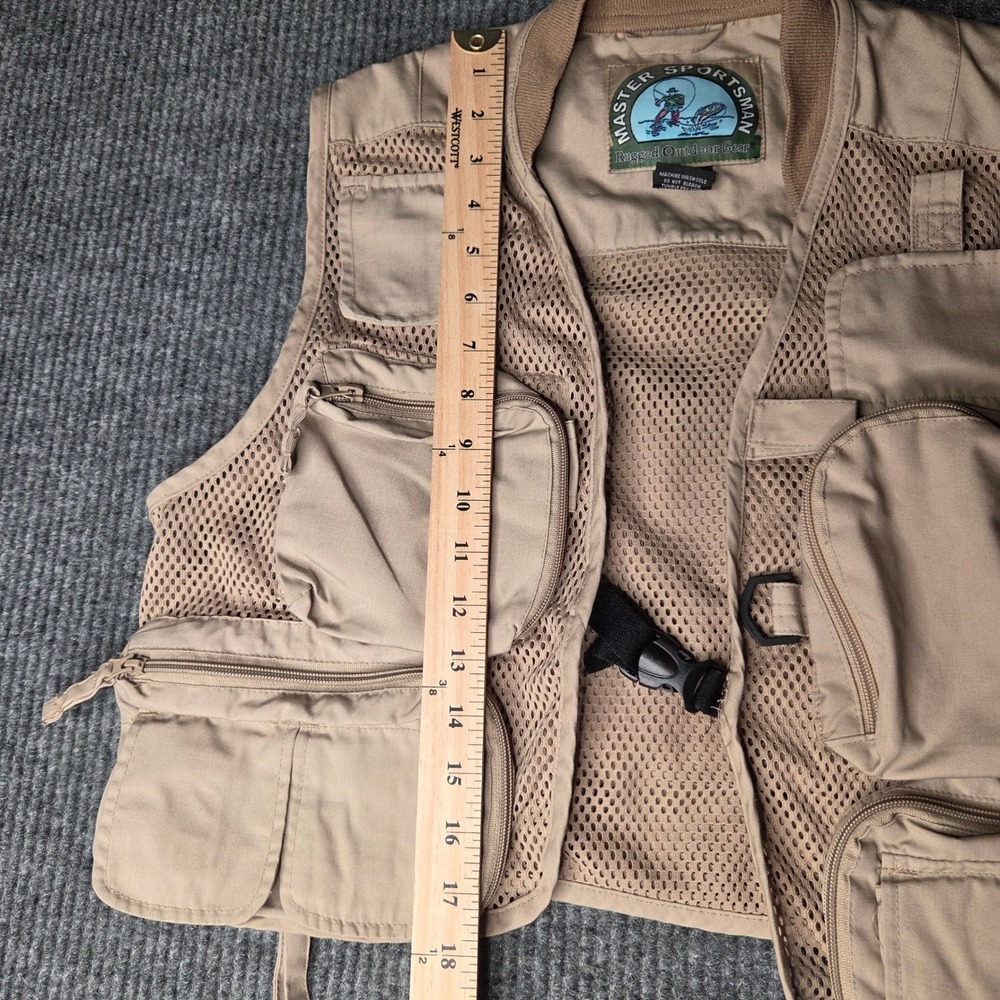 Master Sportsman Fishing Vest Mens M Tan Mesh Utility Gorpcore Outdoor - Picture 4 of 6